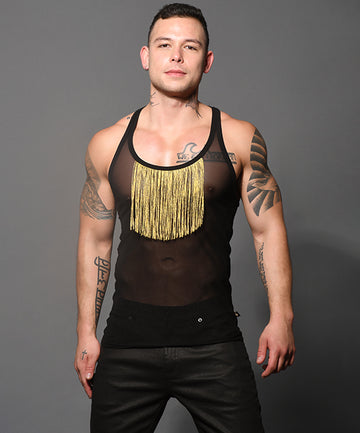 UNLEASHED Gold Fringe Sheer Tank – Andrew Christian Retail